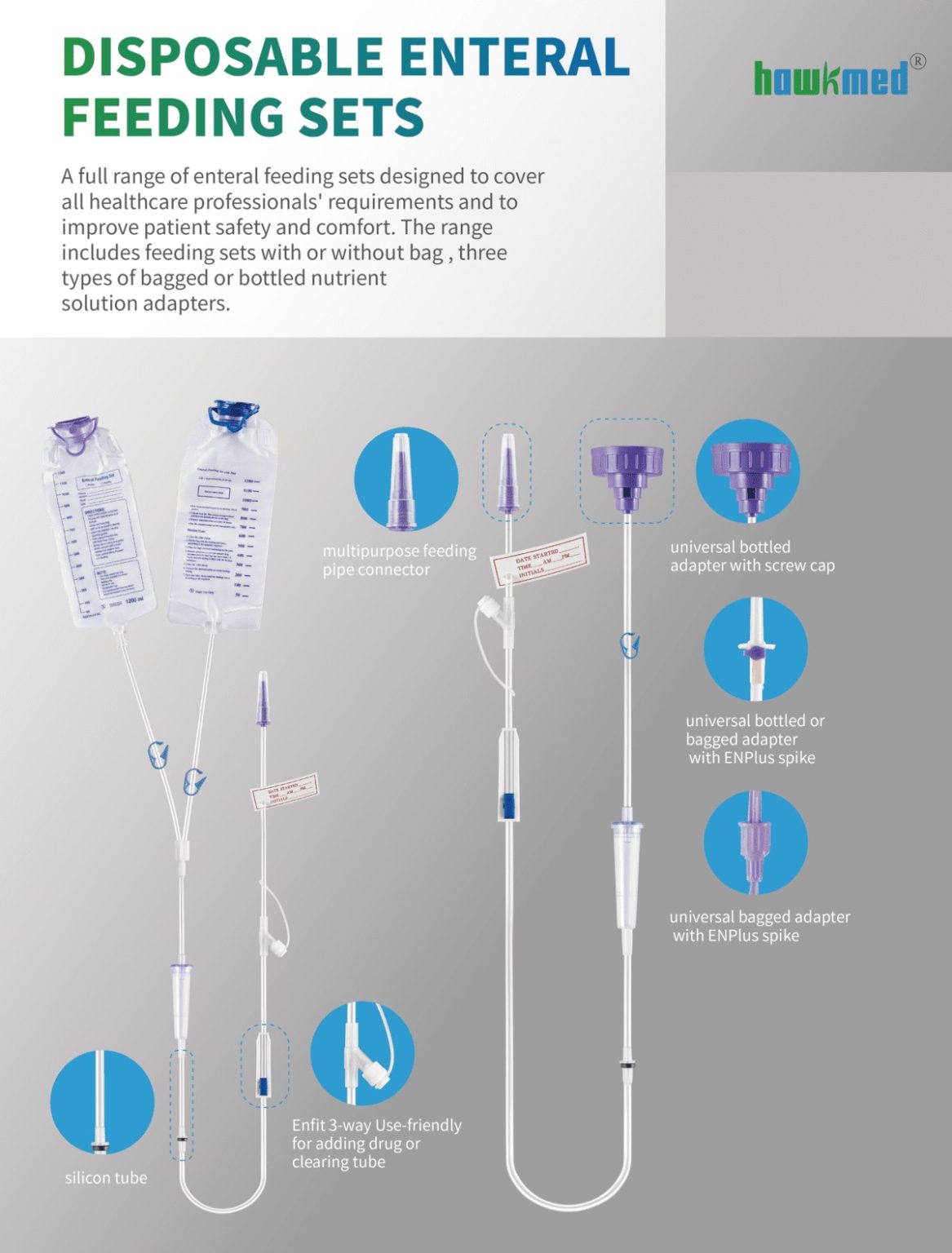 Enteral Feeding Set Gravity Feeding Bag Hawkmed